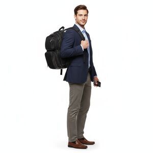 Tumi Backpack LXT Creativity Black Leather Nylon Expandable Laptop  #23181